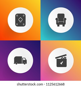 Modern, simple vector icon set on gradient backgrounds with vegas, casino, black, sign, toy, child, ball, style, card, horse, baby, collection, service, puzzle, train, truck, play, teddy, sofa icons