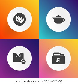 Modern, simple vector icon set on gradient backgrounds with beverage, pot, hot, caffeine, teapot, hygiene, wash, drink, tea, remover, espresso, mp3, t-shirt, coffee, fashion, sign, web, natural icons