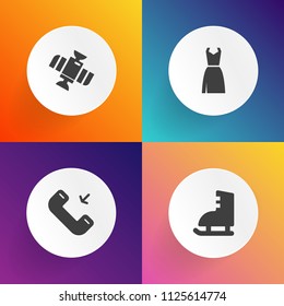 Modern, simple vector icon set on gradient backgrounds with figure, exploration, button, fun, world, sport, earth, dress, rocket, communication, ice, outgoing, technology, activity, shuttle, app icons