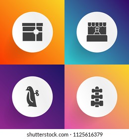 Modern, simple vector icon set on gradient backgrounds with grocery, fitness, cute, fun, object, food, present, training, gym, toy, birthday, children, customer, equipment, holiday, commerce icons