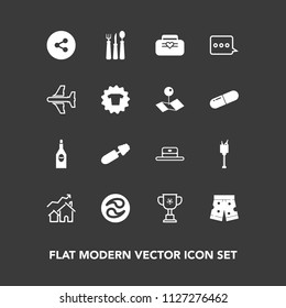 Modern, simple vector icon set on dark background with template, leather, increase, cap, fork, kamon, restaurant, glass, style, mascara, social, internet, property, object, bag, red, makeup, ice icons