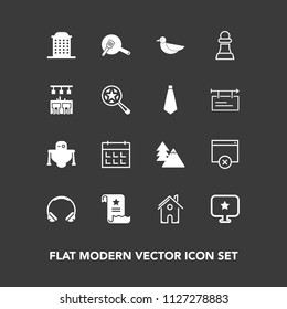 Modern, simple vector icon set on dark background with file, business, pan, technology, futuristic, sign, strategy, office, day, house, building, wildlife, white, food, sound, cyborg, timetable icons