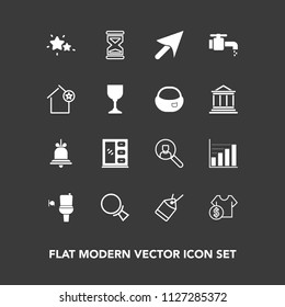 Modern, simple vector icon set on dark background with home, wc, cursor, account, astronomy, sale, sign, tag, magnifying, cost, public, data, star, label, alert, business, online, find, price icons