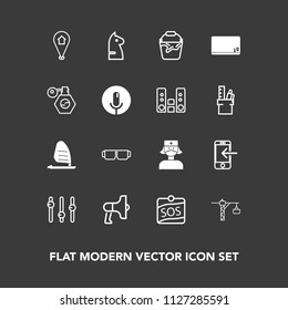 Modern, Simple Vector Icon Set On Dark Background With Nurse, Transfer, Construction, Wind, Bucket, Care, Announcement, Technology, Speaker, Chessboard, Handle, Fashion, Phone, Saw, Horse, Loud Icons