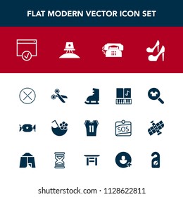 Modern, simple vector icon set with tool, sound, girl, label, motel, summer, space, page, drink, close, ice, fashion, clothes, music, note, food, sign, account, communication, woman, glass, high icons