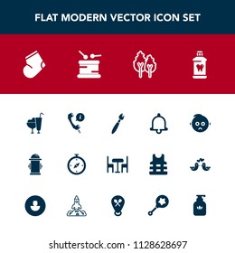 Modern, simple vector icon set with hydrant, chair, winter, notification, furniture, clothes, clean, bell, safety, ice, cream, support, department, compass, nature, landscape, paint, socks, call icons