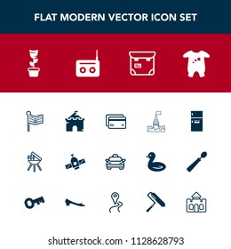 Modern, simple vector icon set with phone, debit, room, person, national, car, refrigerator, home, taxi, tower, professional, banking, clothes, baby, green, orbit, america, architecture, meat icons