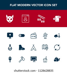 Modern, simple vector icon set with finance, ride, camp, star, bicycle, technology, tool, way, turn, alien, travel, wallet, cash, deactivate, adventure, medicine, laboratory, mobile, sushi, sign icons