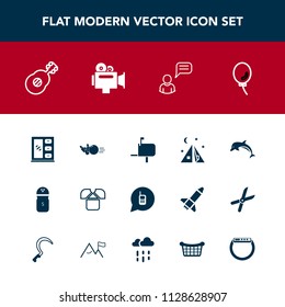 Modern, simple vector icon set with wildlife, ball, post, white, music, air, telephone, interior, phone, animal, box, celebration, chat, furniture, communication, seasoning, guitar, balloon, fun icons