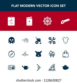 Modern, simple vector icon set with sitting, rudder, handicap, medical, model, wheel, cute, girl, sign, computer, rabbit, alien, late, work, medicine, compass, heart, bunny, office, tropical icons