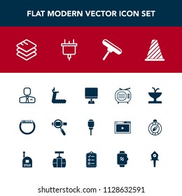 Modern, simple vector icon set with people, background, technology, business, art, television, computer, research, information, water, data, paint, smart, electricity, employer, street, power icons