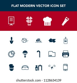 Modern, Simple Vector Icon Set With Puzzle, Pie, Meeting, Work, Sea, Tool, Candy, Extreme, Lighthouse, Button, People, Food, Sky, Vacation, Shovel, Phone, Lollipop, Trailer, Presentation, Beacon Icons