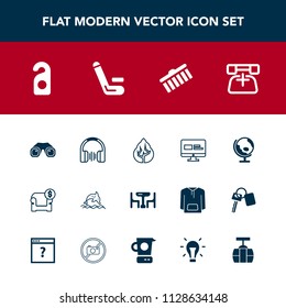Modern, simple vector icon set with map, globe, world, tree, call, hotel, furniture, communication, phone, equipment, family, label, binocular, interior, sofa, website, food, sound, collection icons