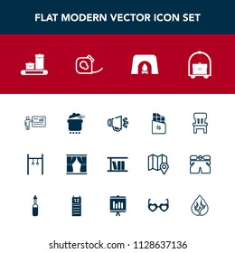 Modern, simple vector icon set with people, speaker, friction, dinner, businessman, presentation, room, fire, comfortable, loud, sound, chair, hotel, bar, insulating, dessert, loudspeaker, voice icons