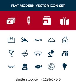 Modern, simple vector icon set with card, business, sport, temperature, gardening, jar, id, holiday, identity, architecture, sky, file, grass, home, bathroom, building, present, tap, water, sign icons