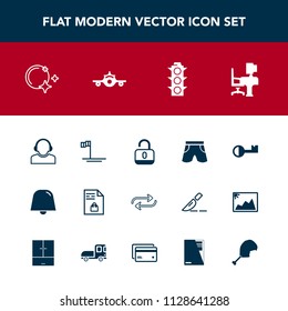 Modern, simple vector icon set with key, table, mexico, business, fashion, shopping, change, protection, safety, lamp, notification, market, beach, replacement, night, replace, lock, supermarket icons