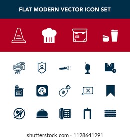 Modern, simple vector icon set with guitar, music, up, bar, concept, t-shirt, protection, shirt, people, ladder, fashion, glass, flashlight, sound, drink, microphone, alcohol, cooking, food, cup icons