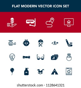 Modern, simple vector icon set with kid, route, championship, repair, transportation, helmet, location, hammer, foreman, tree, baby, eye, construction, property, house, competitive, sad, match icons