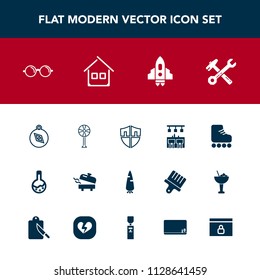 Modern, simple vector icon set with spanner, eyesight, eye, spaceship, skate, north, fan, vegetable, raw, air, home, optical, equipment, space, laboratory, wrench, south, craft, protect, carrot icons