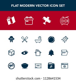 Modern, simple vector icon set with girl, travel, plane, health, bathroom, movie, location, space, white, template, map, ball, airplane, video, package, interior, telephone, home, beauty, road icons