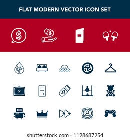 Modern, simple vector icon set with tree, kamon, price, forest, tv, sunrise, tennis, financial, cloakroom, game, entertainment, music, nature, environment, paper, business, brochure, bedroom icons
