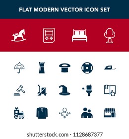 Modern, Simple Vector Icon Set With Bed, Tree, Button, Poker, Umbrella, Nature, Forest, Arrow, Female, Bedroom, Hat, Justice, Legal, Work, Market, Iron, Baby, Shipping, Send, Circus, Web, Money Icons