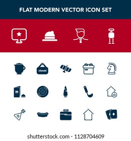 Modern, simple vector icon set with holiday, strategy, auto, automobile, orbit, paper, futuristic, horse, present, wheel, brochure, gift, chess, fresh, game, station, space, star, medal, tea icons