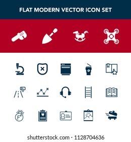 Modern, simple vector icon set with coffee, cup, control, science, drink, shovel, repair, tool, boiler, camera, kitchen, click, appliance, road, chart, research, oven, data, duck, safety, closed icons