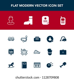 Modern, simple vector icon set with object, fashion, service, identity, hotel, snorkel, mobile, water, account, home, domestic, competition, ship, bag, bed, cleaner, style, old, profile, fight icons