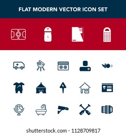 Modern, simple vector icon set with grater, human, medical, cheese, clothes, sport, tape, person, fun, circus, sign, music, social, bbq, soccer, stadium, tent, audio, cooking, contact, document icons