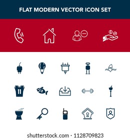 Modern, simple vector icon set with plug, mobile, cell, basketball, white, surf, energy, ocean, delete, game, hand, house, cyborg, surfing, sport, food, sea, parachute, web, shirt, home, jump icons