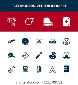 Modern, simple vector icon set with bicycle, test, food, object, vision, construction, transportation, saw, envelope, cd, wild, poker, bear, glasses, post, spy, cycle, grizzly, animal, science icons