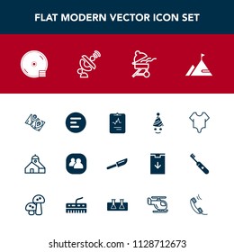 Modern, simple vector icon set with cooking, knife, cute, building, cardiology, disk, clown, construction, element, medicine, app, restaurant, people, nature, celebration, bbq, fun, menu, road icons