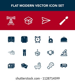 Modern, Simple Vector Icon Set With Communication, Alarm, Time, Restaurant, Computer, Box, Music, New, Package, Fashion, Bus, Road, Radio, Technology, Service, Chicken, Fast, Clock, Speed, Young Icons