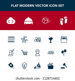 Modern, simple vector icon set with office, staff, landmark, profile, drink, satellite, folder, tower, team, person, headwear, france, footwear, shipment, space, female, eiffel, people, human icons