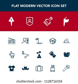 Modern, simple vector icon set with sound, music, mexico, business, bathroom, wildlife, map, beach, plan, box, brush, energy, white, navigation, finger, cardboard, audio, point, ocean, task, tap icons