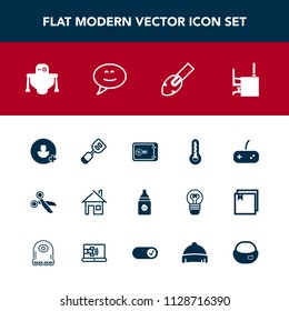Modern, simple vector icon set with estate, equipment, safe, table, money, account, architecture, bottle, tool, futuristic, plastic, office, bubble, business, house, speech, building, shovel icons