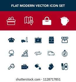 Modern, simple vector icon set with breakfast, meeting, cloud, fitness, vacuum, japan, hot, communication, research, teapot, call, biology, substitute, sport, health, tv, telephone, technology icons