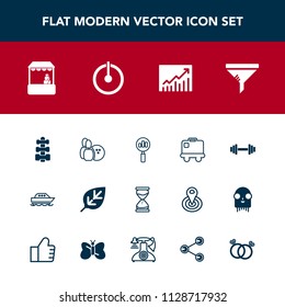 Modern, simple vector icon set with shop, ball, filter, hour, leaf, bag, tree, off, search, pin, fitness, time, clock, service, clean, business, conditioner, sport, market, boat, nature, gym icons