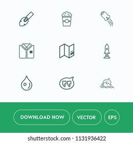 Modern, simple vector icon set on white background with construction, galaxy, bubble, craft, tshirt, space, cup, shirt, shuttle, dolphin, world, morning, rain, shop, tool, ship, restaurant, chat icons