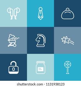 Modern, simple vector icon set on colorful blue backgrounds with modern, object, security, sound, horse, game, ventilator, style, strategy, shiny, protection, metal, music, grill, earphone, lock icons