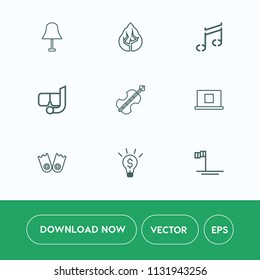 Modern, simple vector icon set on white background with sport, web, baja, mexico, profile, concept, environment, forest, note, internet, mask, lamp, ocean, green, musical, wood, graphic, nature icons