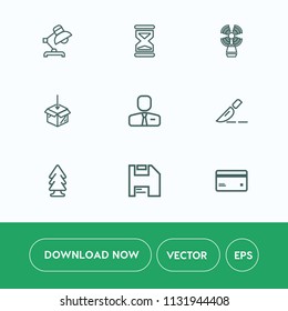 Modern, simple vector icon set on white background with home, table, computer, diskette, medical, forest, business, people, light, nature, surgery, sea, glass, hourglass, hour, seamark, clinic icons