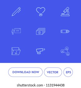 Modern, Simple Vector Icon Set On Blue Background With Trash, War, Horizontal, Weapon, Lab, Rubbish, Cash, Display, Internet, Finance, Garbage, Bullet, Gun, Waste, Hand, Go, Currency, White, Box Icons