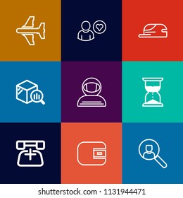 Modern, Simple Vector Icon Set On Colorful Flat Backgrounds With Plane, Time, Aircraft, Transportation, Hour, Aviation, Space, Business, Cosmonaut, Trend, Fly, Telephone, Travel, Clock, Cash Icons