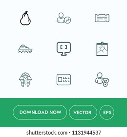 Modern, simple vector icon set on white background with diagram, pear, ancient, egypt, organic, business, safe, picture, juicy, ticket, safety, ripe, egyptian, food, sea, chart, coupon, bank, pc icons