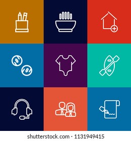 Modern, Simple Vector Icon Set On Colorful Flat Backgrounds With Property, Headset, Model, Water, Call, Education, House, Pen, Home, Support, Staff, Oar, Canoe, New, Cash, Boat, Hot, School, Box Icons