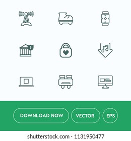 Modern, simple vector icon set on white background with modern, broadcast, clock, communication, bag, roller, sound, vision, hand, internet, website, radio, broadcasting, web, money, sport, bank icons