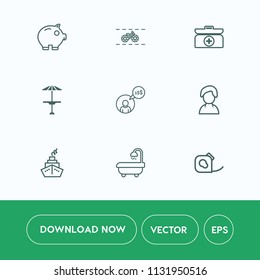 Modern, simple vector icon set on white background with cycle, interior, cash, ride, money, kit, white, box, internet, economy, financial, human, modern, bathroom, bicycle, female, insulating,  icons