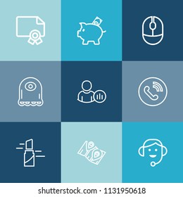 Modern, simple vector icon set on colorful blue backgrounds with pin, map, certificate, investment, online, makeup, template, frame, circle, graduation, award, profile, success, travel, finance icons